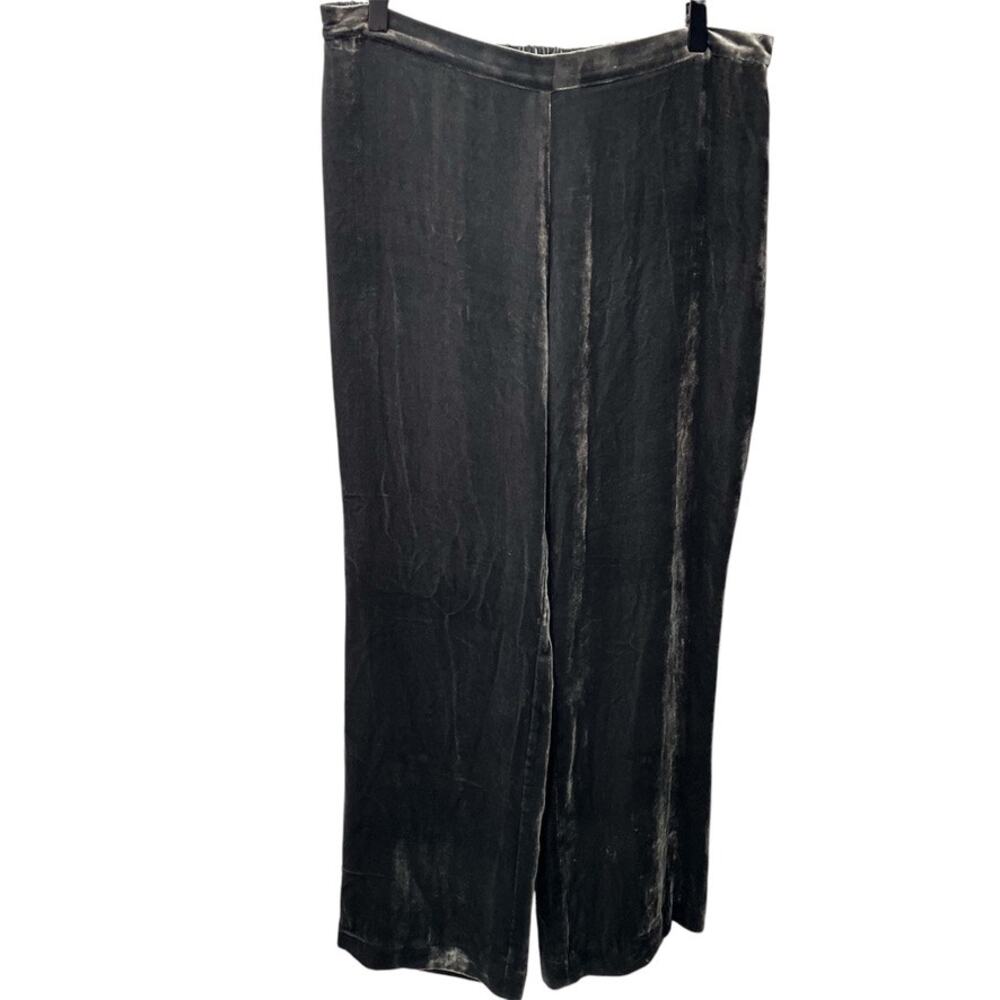 Worth New York Wide Leg Velvet Pants Womens Large Rayon Silk Grey‎ Silver